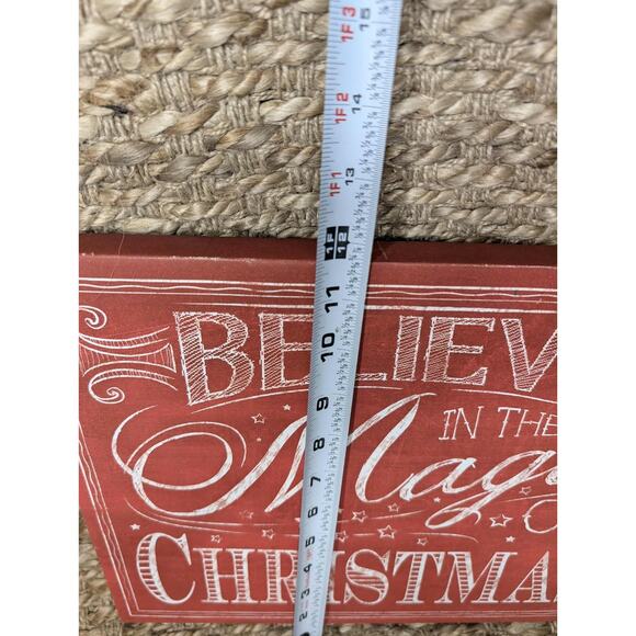 "Believe In The Magic Of Christmas" Red Canvas Box Sign 14"x11.5" Holiday Decor - Picture 4 of 4